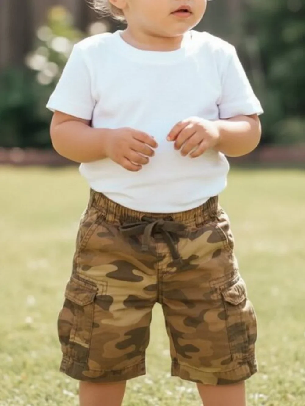 CARTERS Camo Long Cargo Shorts Boys 24m 2T Toddler Camoflauge Board